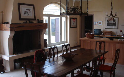 Villa Monia: Table, Furniture, Property, Picture Frame, Building, Chair, Window, Wood, Lighting, Interior Design
