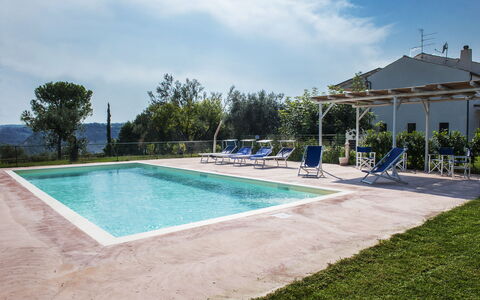 Villa Degli Aranci: Water, Sky, Cloud, Plant, Swimming Pool, Shade, Rectangle, Grass, Leisure, Composite Material
