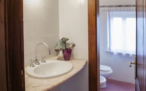 Villa Degli Aranci: Brown, Mirror, Tap, Sink, Plumbing Fixture, Bathroom Sink, Property, Photograph, Purple, Bathroom