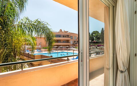 Los Patios de Santa Maria: Apartment, Residential Area, Condominium, Balcony, Shade, Hotel, Resort, Swimming Pool, Outdoor Furniture