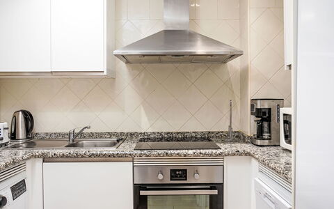Los Patios de Santa Maria: Kitchen, Kitchen Appliance, Countertop, Major Appliance, Flooring, Kitchen Stove, Interior Design, Home Appliance, Stove, Gas Stove
