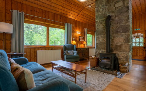 Riverside Cottage: Property, Couch, Furniture, Picture Frame, Wood, Interior Design, Building, Living Room, Table, Window