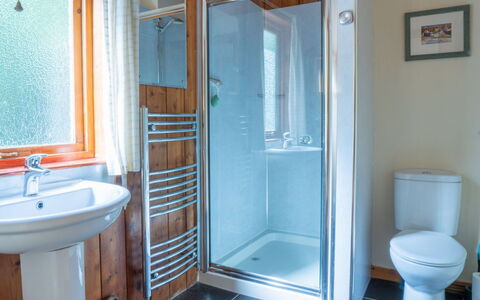 Riverside Cottage: Plumbing Fixture, Property, Furniture, Sink, Bathroom, Blue, Azure, Wood, Building