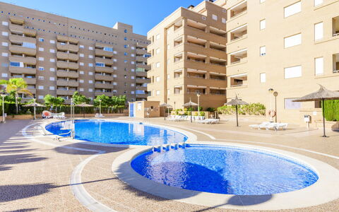 Jardines del Mar Ii - Marina D'Or: Plant, Shade, Outdoor Furniture, Tree, Architecture, Real Estate, Leisure, Comfort, Sunlounger, Tints And Shades