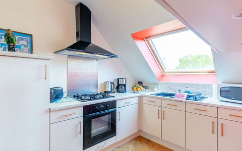 Chez Cathy: Cabinetry, Countertop, Property, Kitchen Sink, White, Sink, Blue, Kitchen, Kitchen Appliance, Kitchen Stove
