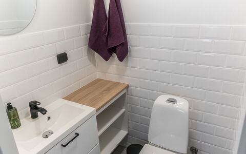 Pehtoori B: Bathroom, Wall, Bathroom Sink, Plumbing Fixture, Flooring, Sink, Floor, Interior Design, Toilet, Toilet Seat