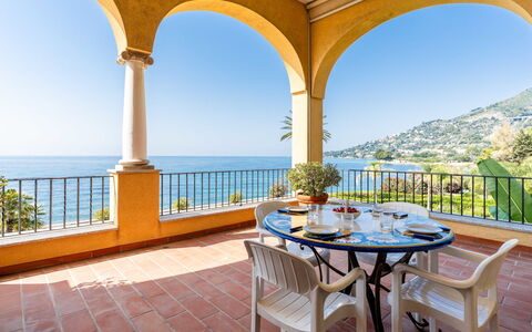 Ventimiglia 638: Sky, Property, Furniture, Table, Azure, Chair, Building, Window, Shade, Architecture