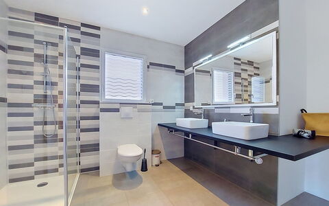 Villa Kerlina: Plumbing Fixture, Flooring, Interior Design, Bathroom, Floor, Tile, Plumbing, Ceiling, Composite Material, Tap