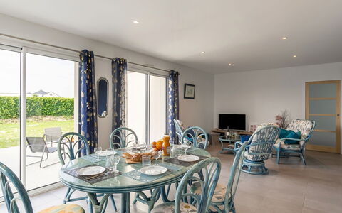 Villa Kerlina: Property, Furniture, Table, Chair, Azure, Window, Wood, Interior Design, Floor, Shade