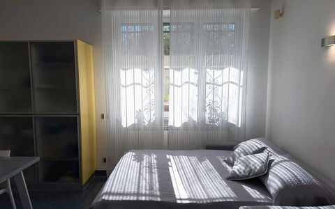 Villa La Rodina - Diano Marina: Furniture, Bed, Interior Design, Bedroom, Bed Sheet, Bedding, Floor, Wood, Room, Flooring