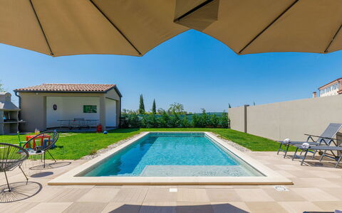 Villa Edi: Water, Plant, Property, Swimming Pool, Building, Sky, Azure, Green, Shade, Chair