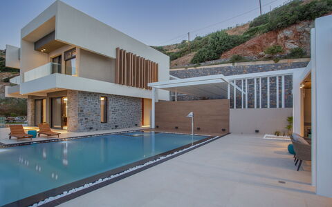 Nereid Luxury Villa: Sky, Property, Swimming Pool, Building, Window, Azure, House, Architecture, Interior Design, Shade