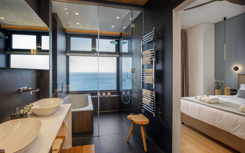 Nereid Luxury Villa: Furniture, Building, Property, Table, Azure, House, Lamp, Wood, Window, Comfort
