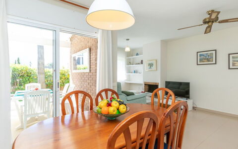 Canyadell: Furniture, Flooring, Interior Design, Floor, Ceiling, Kitchen & Dining Room Table, Chair, Dining Room, Houseplant, Light Fixture