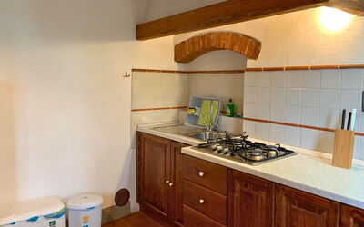 Le Fonti 5: Kitchen, Countertop, Kitchen Appliance, Major Appliance, Interior Design, Flooring, Wood, Kitchen Sink, Cabinetry, Kitchen Stove