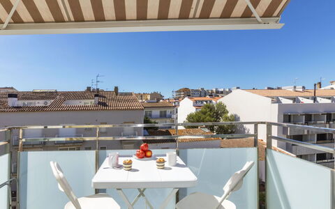 Montse: Furniture, Outdoor Furniture, Chair, Apartment, Balcony, Shade, Outdoor Table, Awning, Houseplant, Patio