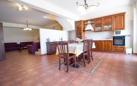 Villa Dei Castagni: Furniture, Property, Table, Chair, Wood, Interior Design, Hall, Building, Flooring, Countertop