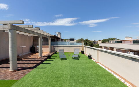 Bosc de la Montserrada: Sky, Cloud, Building, Land Lot, Grass, Urban Design, Shade, Landscape, Facade, Roof