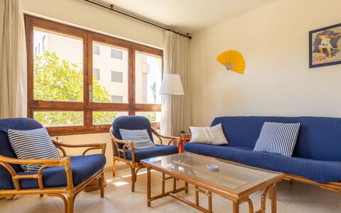 Antina Mar: Furniture, Table, Property, Couch, Picture Frame, Blue, Building, Azure, Wood, Comfort