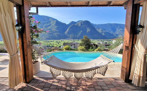 Valley View Pool Apartment: Water, Sky, Building, Property, Plant, Azure, Nature, Shade, Interior Design, Swimming Pool