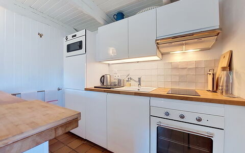 La Chaumière: Kitchen, Countertop, Kitchen Appliance, Flooring, Major Appliance, Floor, Wood, Interior Design, Cabinetry, Plumbing Fixture