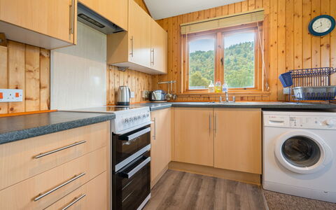 Balnain 3 Bed: Laundry Room, Cabinetry, Countertop, Property, Kitchen, Kitchen Appliance, Kitchen Stove, Wood, Window, Home Appliance