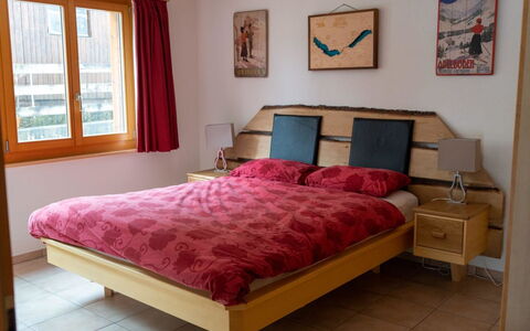 Alpine Retreat: Furniture, Bed, Bedroom, Bed Sheet, Bedding, Wood, Interior Design, Linens, Textile, Flooring