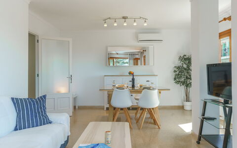 Can Llorenc Sea Views: Table, Picture Frame, Furniture, Property, Wood, Interior Design, Lighting, Plant, Cabinetry, Floor