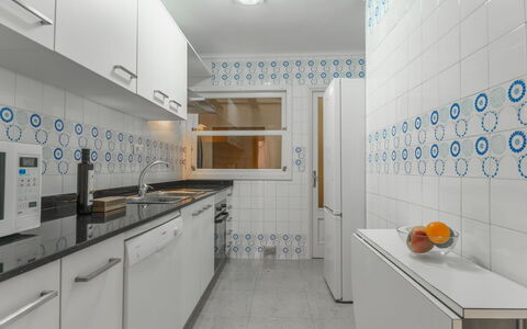 Can Llorenc Sea Views: Cabinetry, Kitchen Sink, Tap, Sink, Building, Kitchen, Interior Design, Countertop, Lighting, Architecture