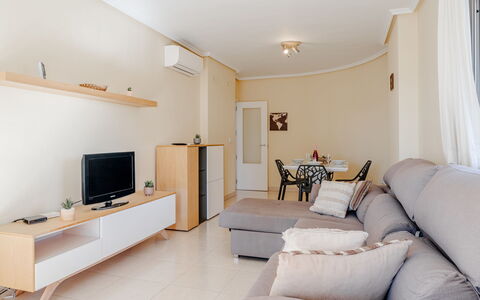 Bahia del Sol: Furniture, Interior Design, Flooring, Couch, Wood, Floor, Room, Living Room, Ceiling, Television