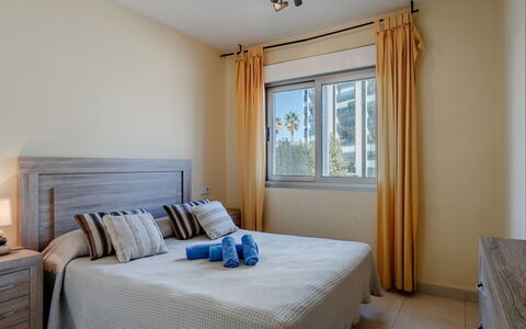 Bahia del Sol: Furniture, Wood, Flooring, Floor, Interior Design, Bed, Bedroom, Room, Bedding, Bed Sheet