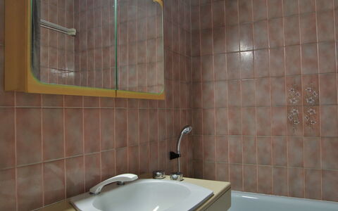 L'Armancette: Bathroom, Tile, Property, Wall, Room, Bathroom Sink, Plumbing Fixture, Tap, Sink, Bathroom Accessory