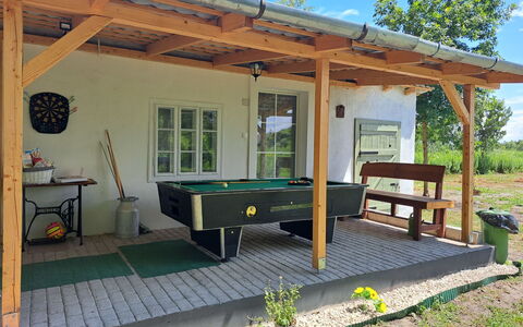 Balatoni Farmhaz: Furniture, Sky, Property, Plant, Building, Window, Shade, Wood, Table, House