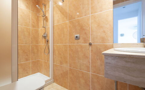 Puerto Banus Opq: Brown, Plumbing Fixture, Shower Door, Shower Head, Bathroom, Shower, Interior Design, Tap, Flooring
