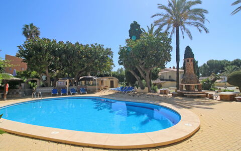 Las Cabañas: Water, Sky, Plant, Tree, Azure, Swimming Pool, Leisure, Composite Material, Landscape, Shade