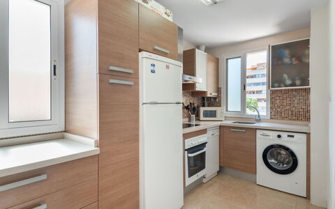Las Mariposas: Cabinetry, Countertop, Furniture, Kitchen, Kitchen Appliance, Home Appliance, Building, Wood, Interior Design, Kitchen Stove