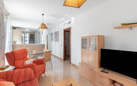 Las Mariposas: Picture Frame, Property, Furniture, Table, Couch, Wood, Interior Design, Television, Houseplant, Lighting