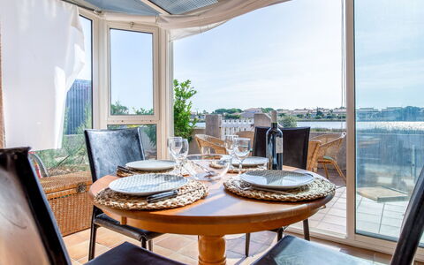 Belle Ile 1: Table, Property, Furniture, Building, Sky, Azure, Window, Interior Design, Wood, Chair