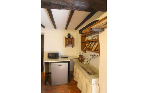 La Casa nel Borgo: Flooring, Wood, Interior Design, Floor, Furniture, Room, Ceiling, Countertop, Kitchen, Home