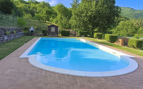 La Casa nel Borgo: Blue, Swimming Pool, Composite Material, Resort, Shade, Eco Hotel, Water Feature, Hacienda, Landscaping, Thermae