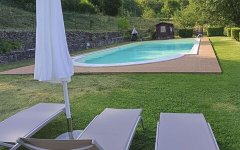 La Casa nel Borgo: Blue, Swimming Pool, Composite Material, Resort, Shade, Eco Hotel, Water Feature, Hacienda, Landscaping, Thermae