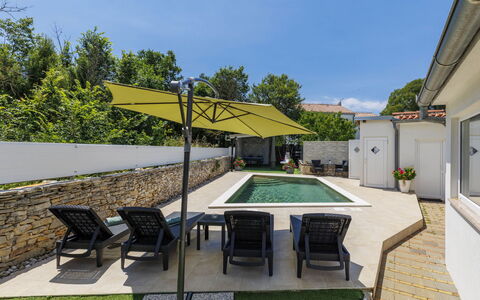 Marija: Swimming Pool, Outdoor Furniture, Residential Area, Furniture, Resort, Home, Shade, Composite Material, Chair