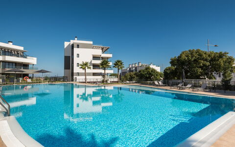 Calma Blanca: Water, Sky, Building, Property, Swimming Pool, Plant, Tree, House, Outdoor Furniture, Body Of Water