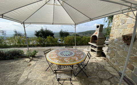 Casa Chiara: Plant, Table, Property, Furniture, Building, Shade, Chair, Sky, Lighting, Outdoor Furniture