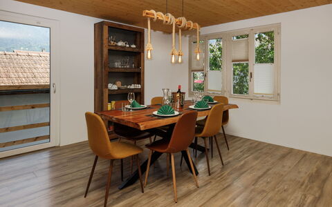 Chalet Dori: Furniture, Flooring, Wood Flooring, Interior Design, Floor, Wood, Table, Dining Room, Kitchen & Dining Room Table, Chair
