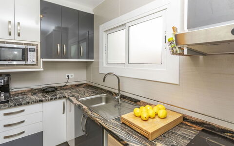 Miramar Salions: Kitchen, Countertop, Kitchen Appliance, Cabinetry, Major Appliance, Wood, Flooring, Interior Design, Stove, Kitchen Stove