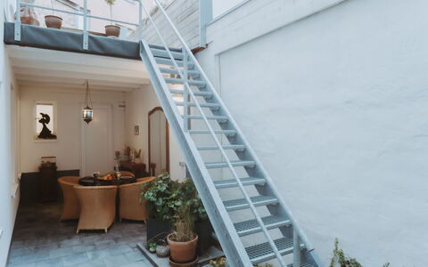 Historical and Spacious Villa Anaïs: Plant, Building, Flowerpot, Houseplant, Stairs, House, Wood, Shade, Urban Design, Real Estate