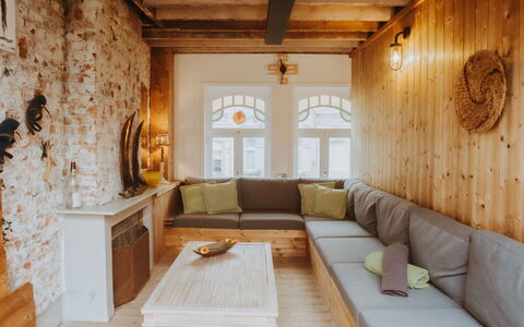 Historical and Spacious Villa Anaïs: Furniture, Property, Table, Couch, Wood, Lighting, Interior Design, Architecture, Building, Living Room