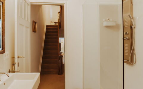 Historical and Spacious Villa Anaïs: Property, Sink, Plumbing Fixture, Building, Tap, Window, Wood, Interior Design, Bathroom