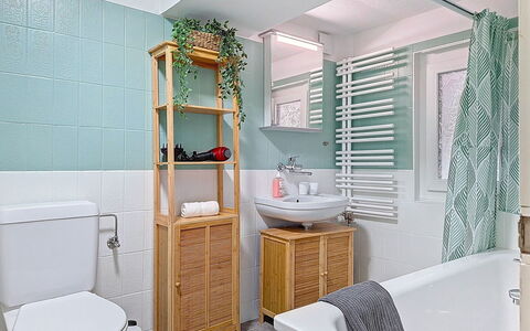 Bieri-Haus: Bathroom, Plumbing Fixture, Toilet, Interior Design, Toilet Seat, Bathroom Cabinet, Sink, Flooring, Bathroom Sink, Tap